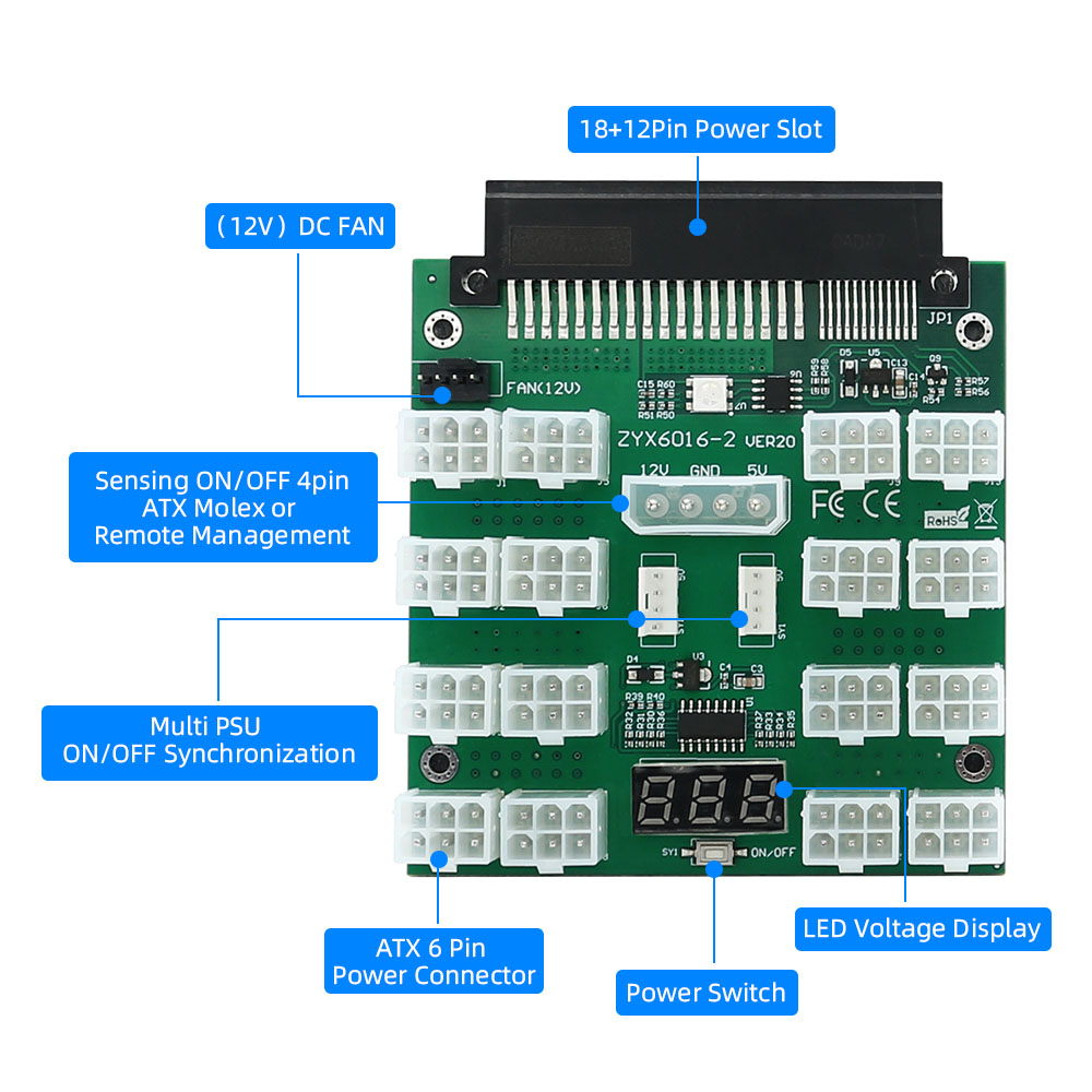 Breakout Board Dell 750W 1100W - 2000W Atx Mining Power Supply ulasan dan harga