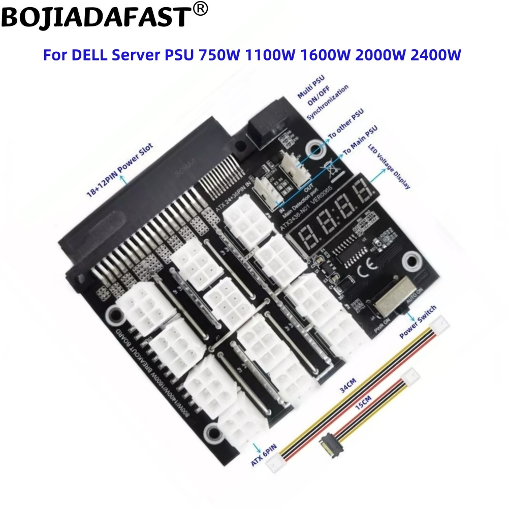 12 Ports PCI-E 6Pin Connector  - 2400W Server Psu Breakout Board ulasan dan harga