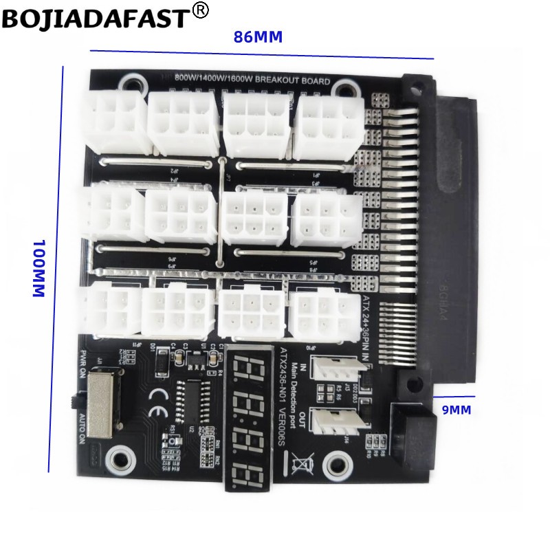 12 Ports PCI-E 6Pin Connector  - 2400W Server Psu Breakout Board ulasan dan harga