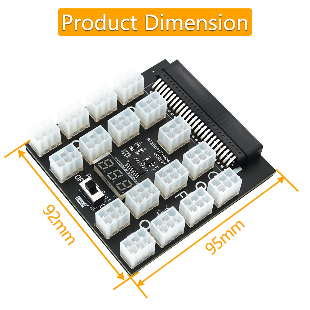 PCI-E 12V 50Pin to ATX 17 x 6P - 2400W Server Psu Breakout Board ulasan dan harga