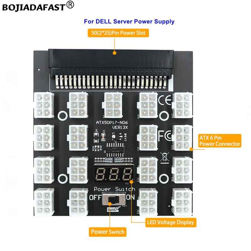 17 Ports PCIe 6Pin Connector S - 2400W Server Psu Breakout Board ulasan dan harga