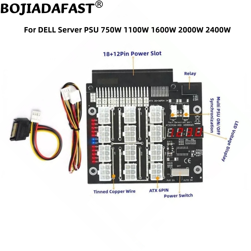 12 Ports PCIe 6Pin Connector B - 2400W Server Psu Breakout Board ulasan dan harga