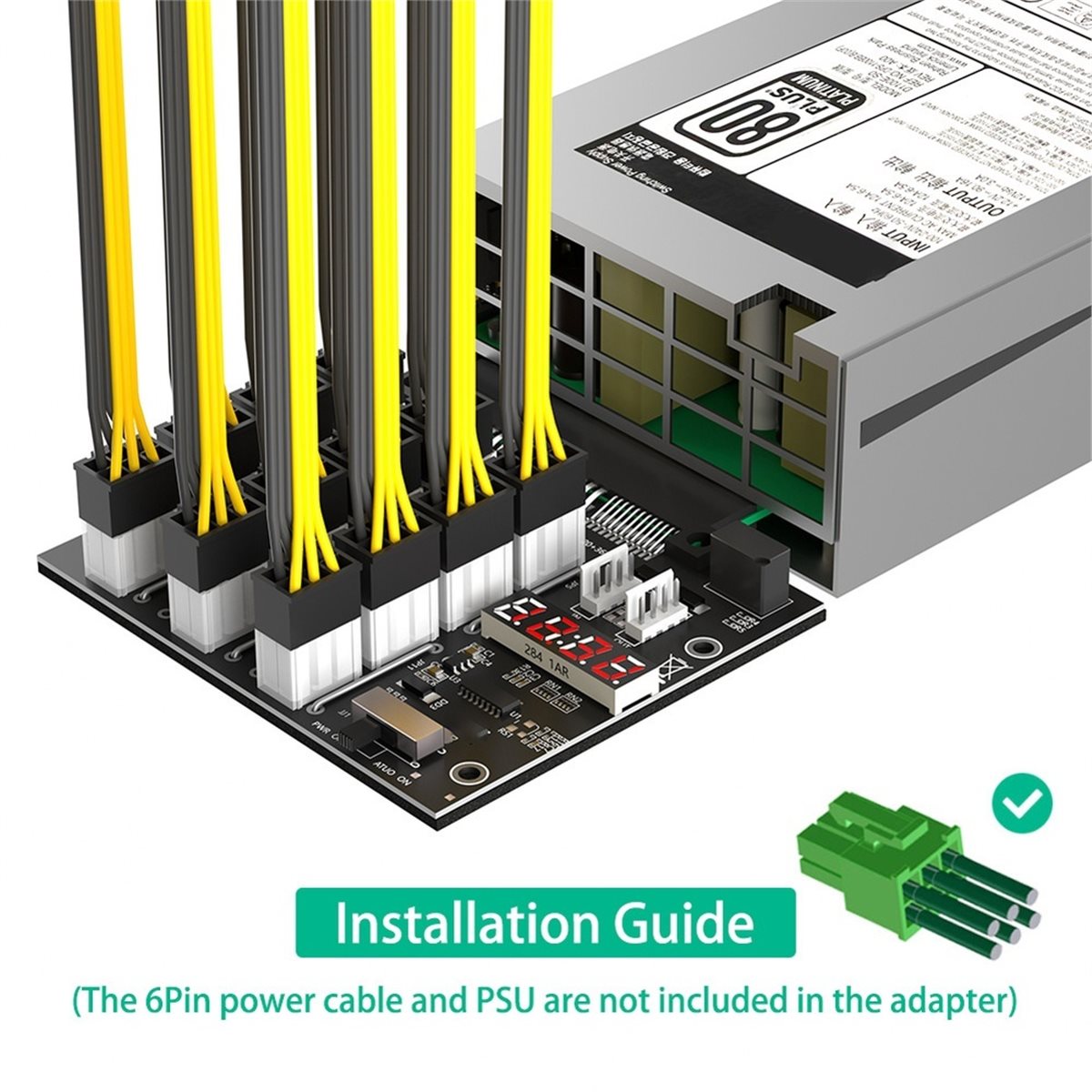 12 Ports PCIe 6Pin Connector B - 2400W Server Psu Breakout Board ulasan dan harga