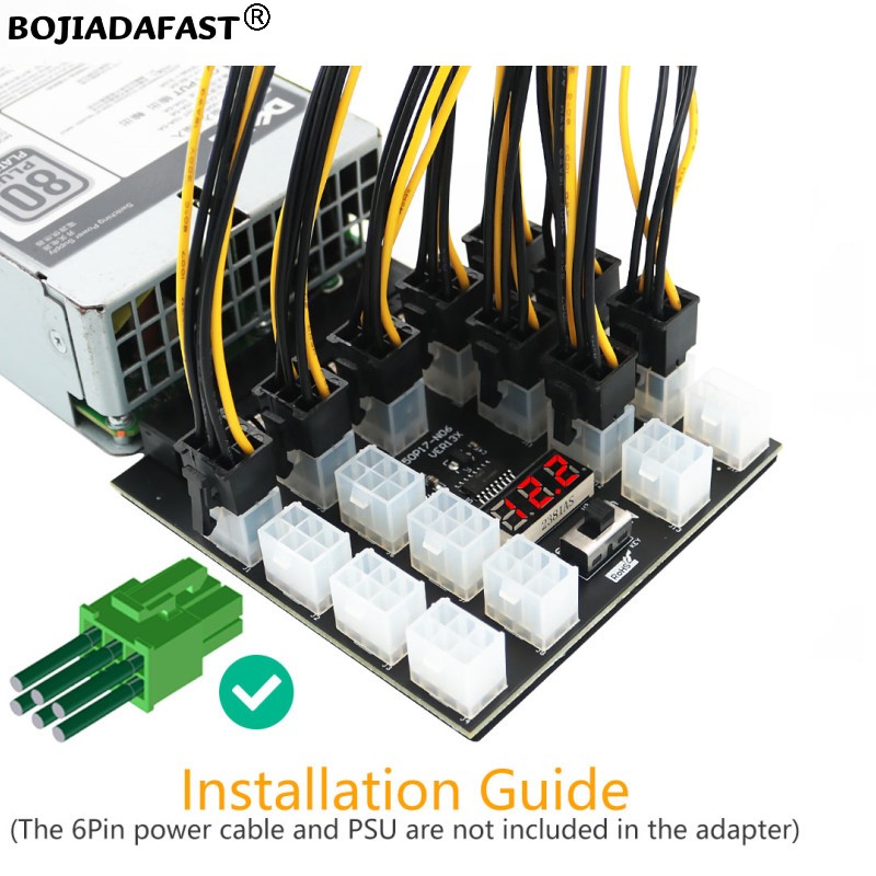 17 Ports PCI-E 6Pin Connector  - 2400W Server Psu Breakout Board ulasan dan harga
